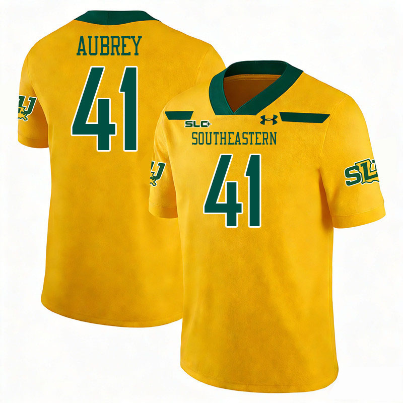 Southeastern Louisiana Lions #41 Evan Aubrey College Football Jerseys,Uniforms Stitched-Gold